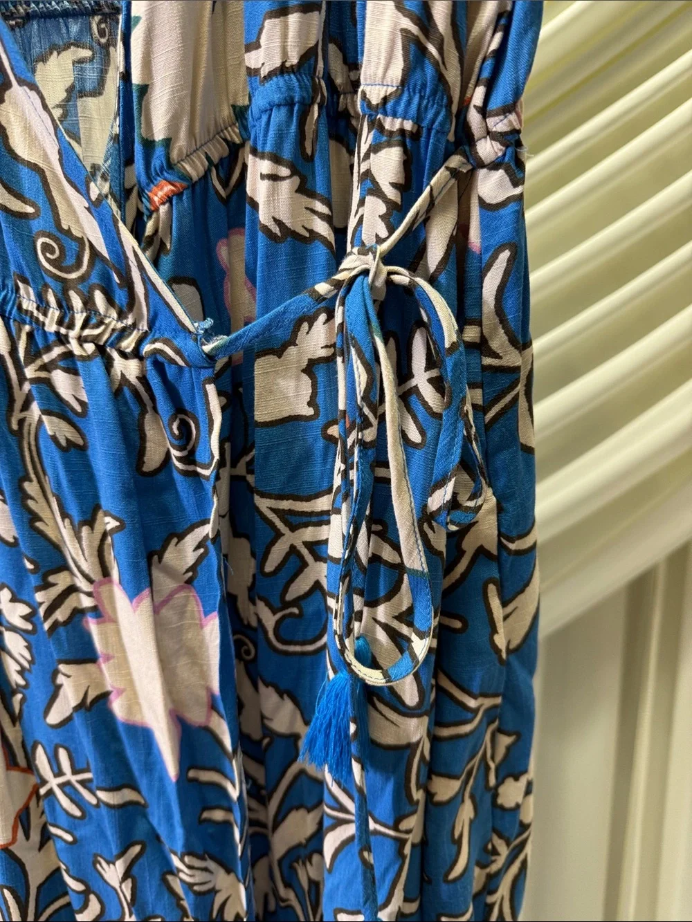 KNOX ROSE Women's Blue Floral Wrap Ruffle Hem Midi (Size: XL)